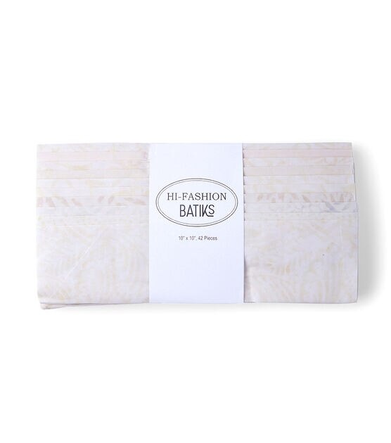 10 x 10 Hi Fashion Batik Cream Cotton Fabric Squares 42pc