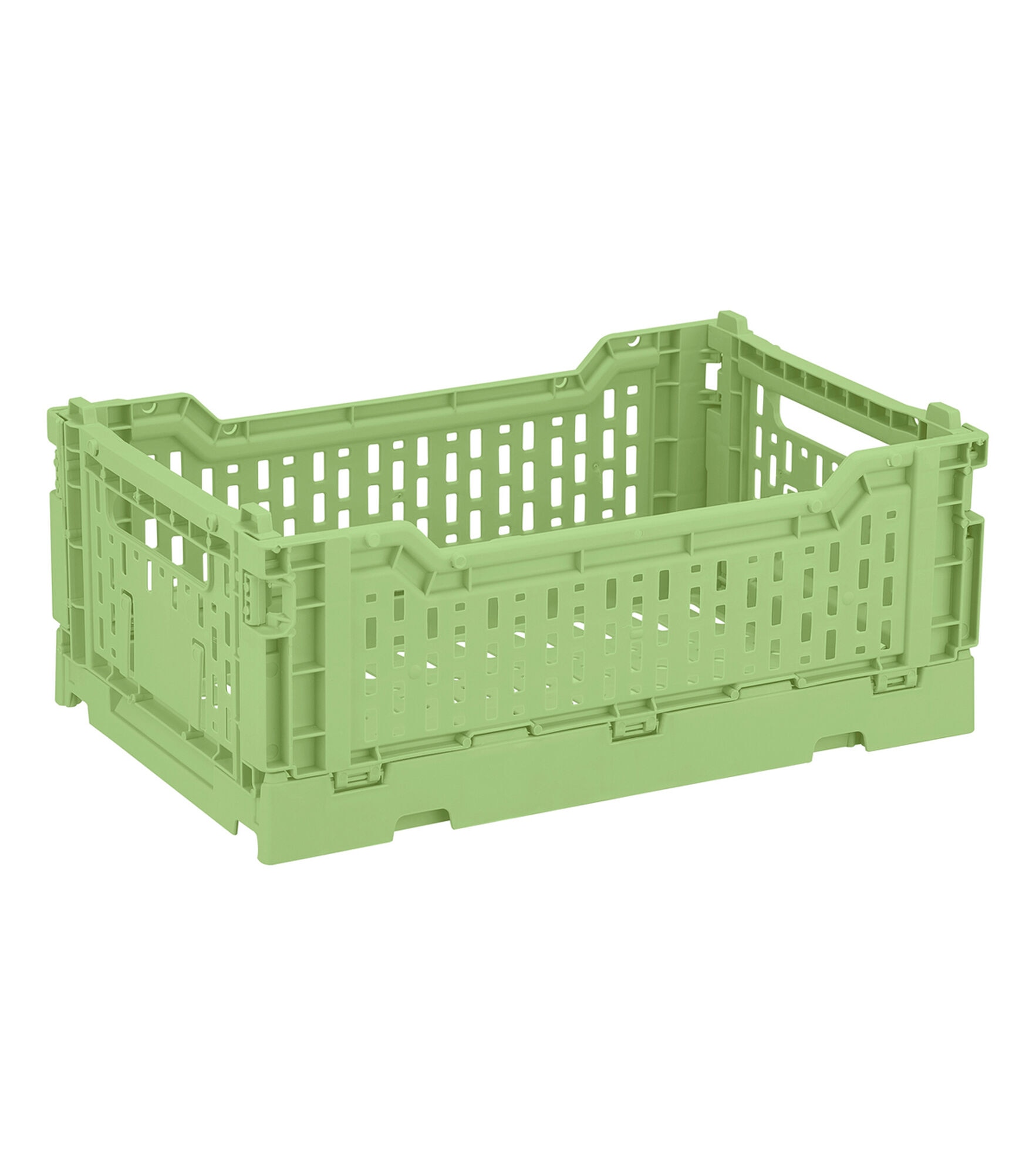 10" x 7" Plastic Collapsible Storage Crate by Top Notch, Green, hi-res