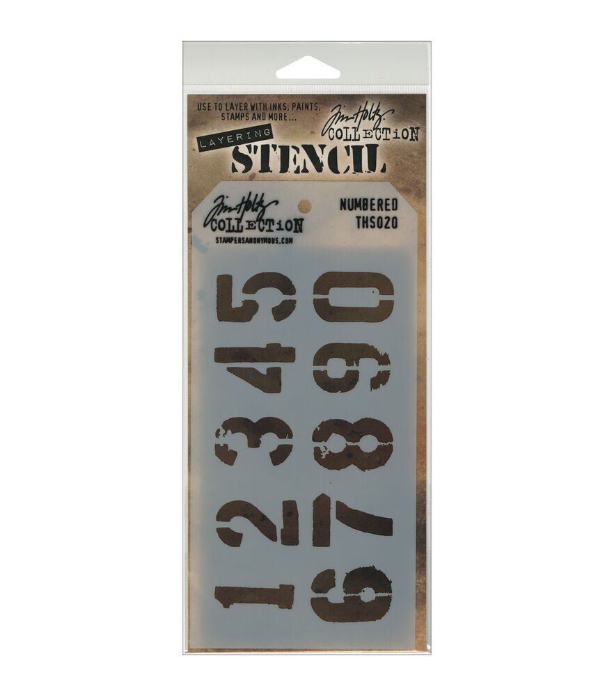 Tim Holtz 4.24" x 8.5" Layered Stencils, Numbered, swatch