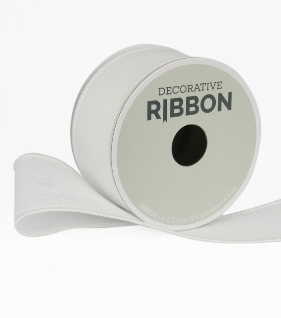 Save the Date Faux Linen Decorative Ribbon 1.5''x15'  White