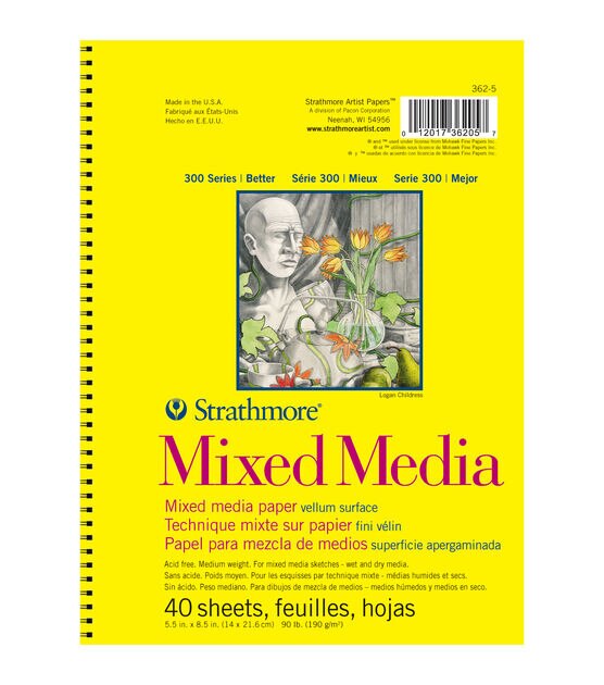 Strathmore Mixed Media Vellum Paper Pad 5.5"X8.5" 90lb 40 Sheets
