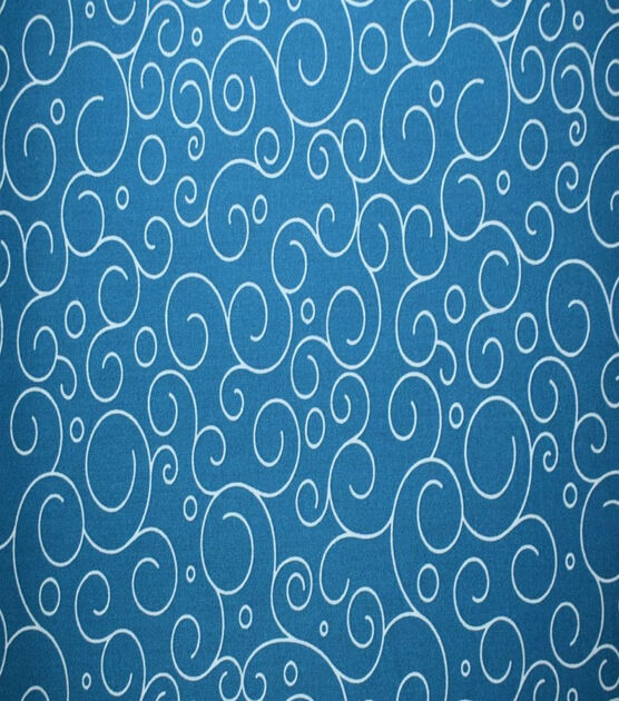 White Swirls on Teal Quilt Cotton Fabric by Quilter's Showcase