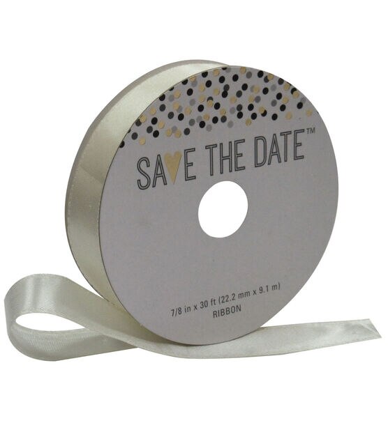 Save the Date 7/8'' X 30' Ribbon Ivory Satin