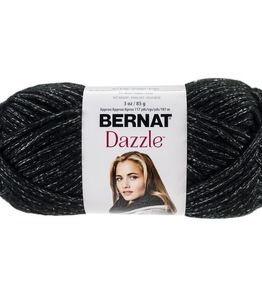 Bernat Dazzle 117yds Bulky Acrylic Yarn, Black Diamond, swatch