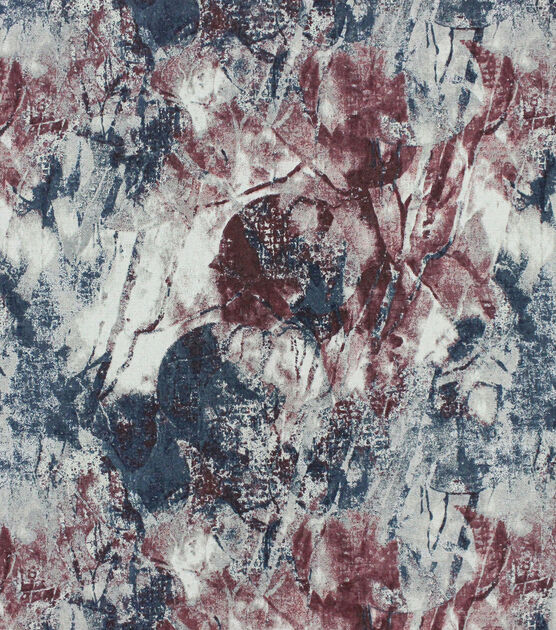 Blue Tan Burgundy Marble Texture Cotton Canvas Fabric