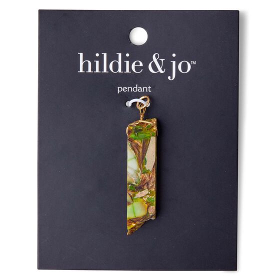 Gold Pendant With Green & Brown Stone by hildie & jo