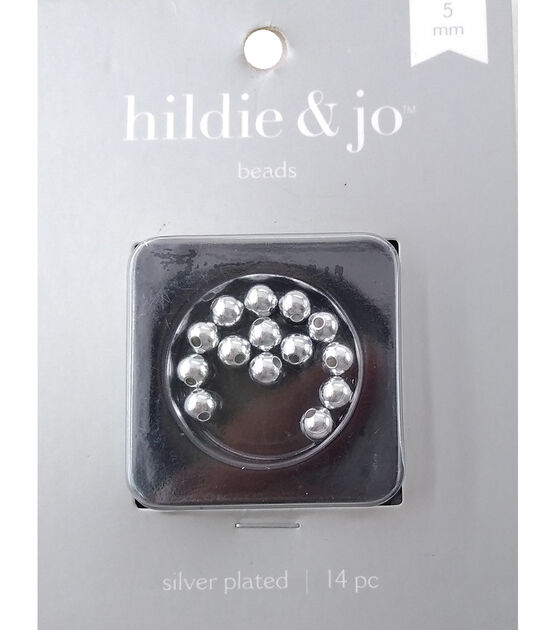 5mm Silver Plated Round Metal Beads 14pc by hildie & jo
