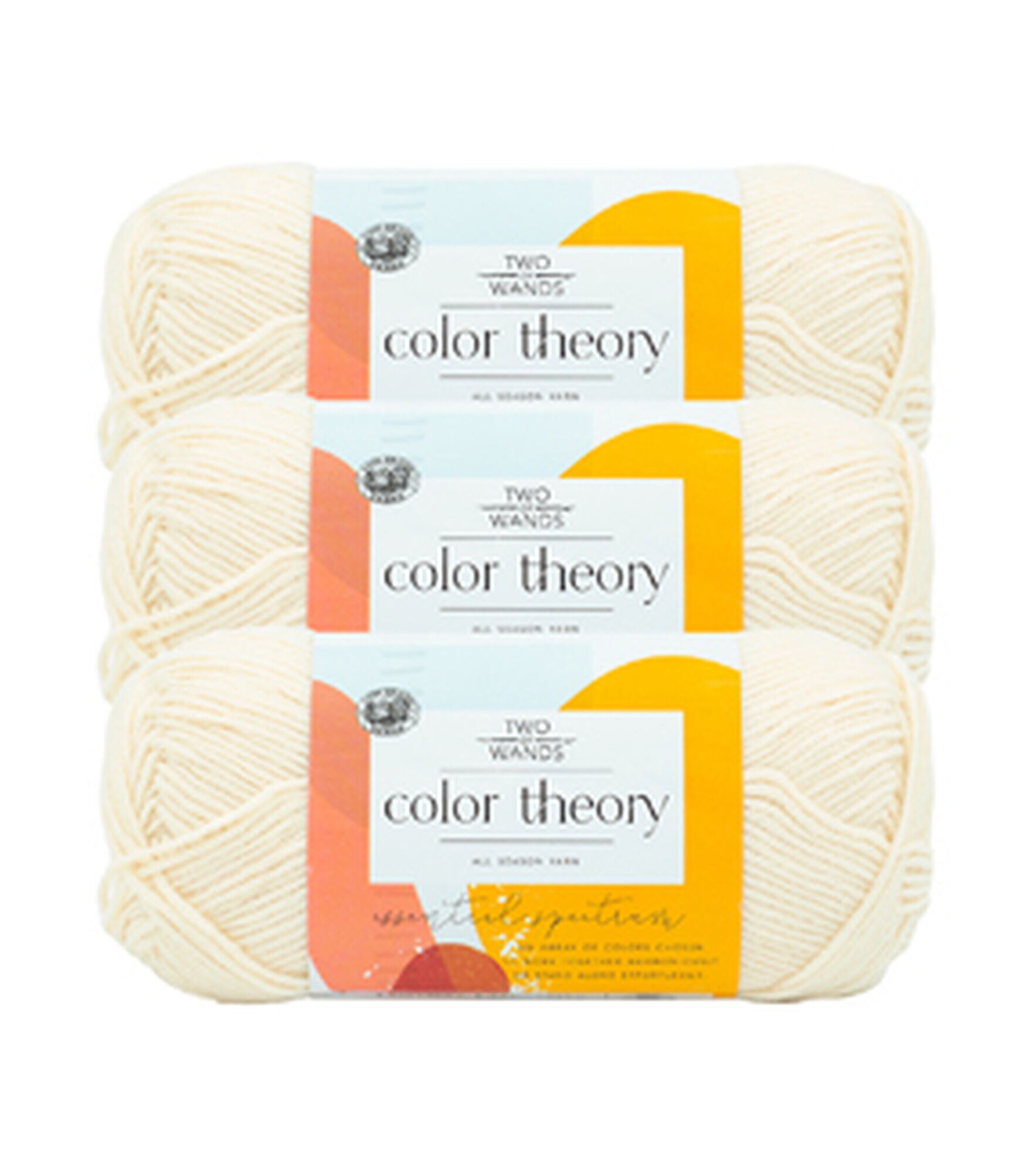 Lion Brand Color Theory 246yds Worsted Acrylic Yarn 3 Bundle, Ivory, hi-res