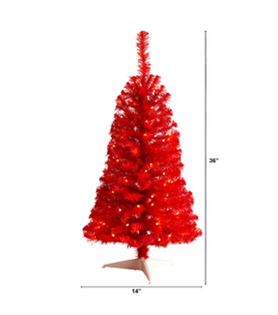 Nearly Natural 3' Warm White Pre Lit Red Pine Christmas Tree, , hi-res, image 2