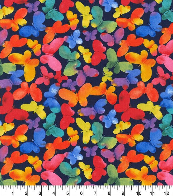Robert Kaufman Winged Rainbow Butterflies Novelty Cotton Fabric, , hi-res, image 2