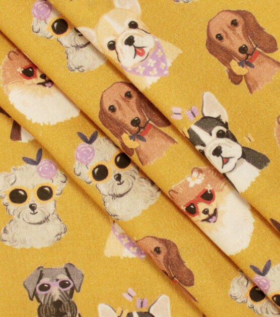 Dogs In Sunglasses Tan Novelty Cotton Fabric, , hi-res, image 3