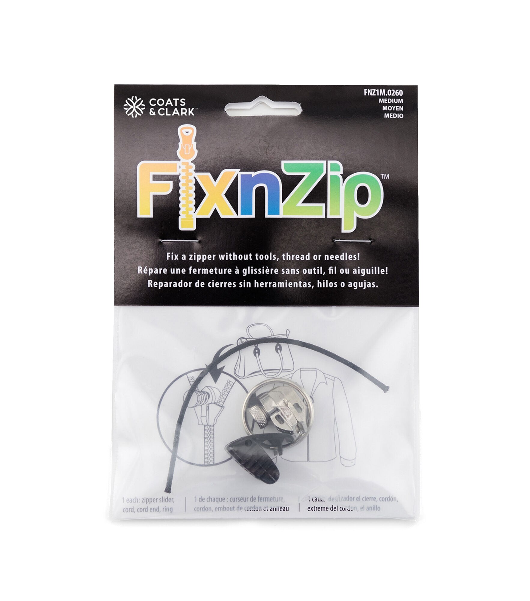 FNZ Fix 'n Zip Medium Zipper Repair Kit