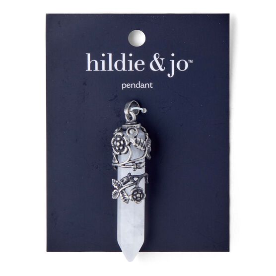 Clear Stone Pendant With Antique Silver Flower Cap by hildie & jo