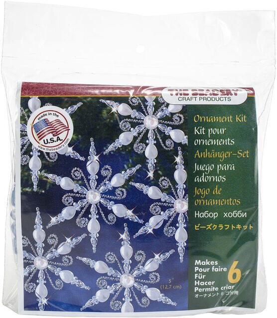 Ornament kit, The Beadery®, plastic, clear and gold, snow danglers (7332).  Sold individually. - Fire Mountain Gems and Beads
