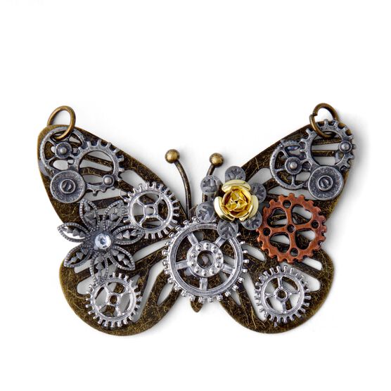 Gold Gear Butterfly Pendant by hildie & jo, , hi-res, image 2