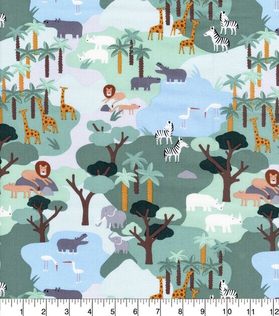 Hi Fashion Safari Scene Premium Cotton Fabric, , hi-res, image 2