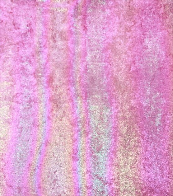 Pink Crushed Velvet With Rainbow Foil Apparel Fabric