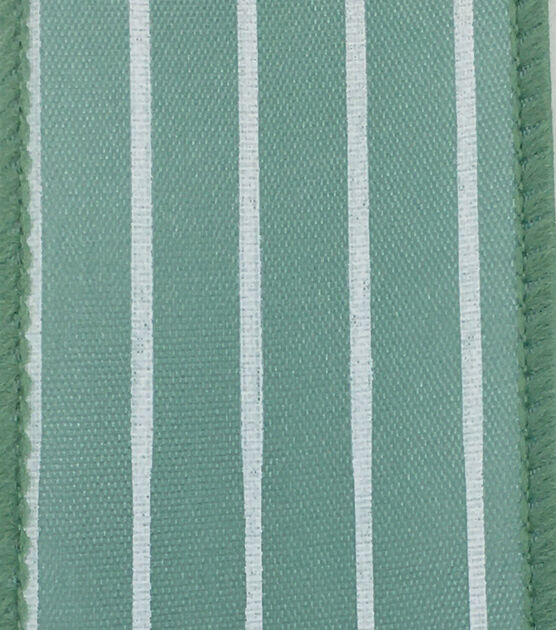 Save the Date 1.5"x15' White Stripe Green Woven Ribbon, , hi-res, image 2