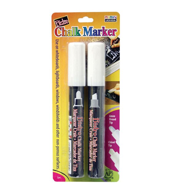Marvy Uchida 2ct White Chisel & Broad Tip Bistro Chalk Markers