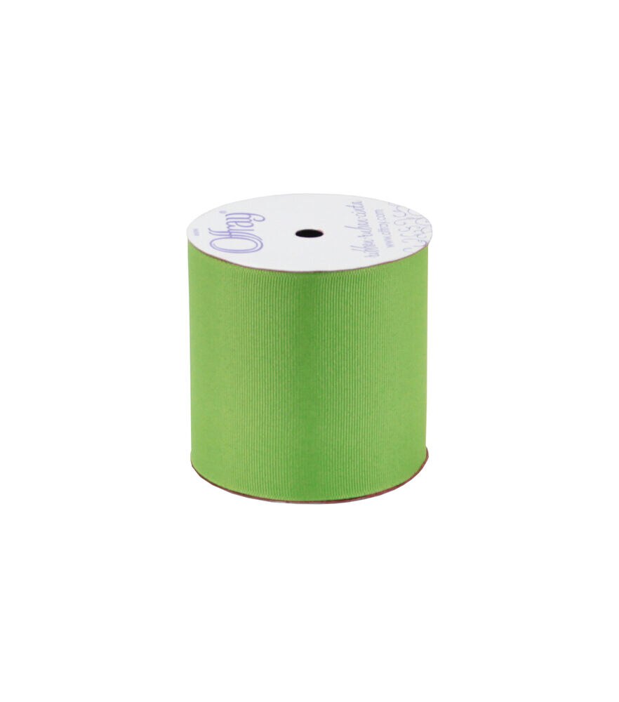 Offray Rah Rah 3" x 9' Grosgrain Ribbon, Apple Green, swatch