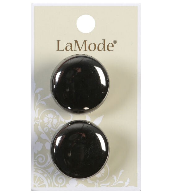 La Mode 1" Gunmetal Shank Buttons 2pk
