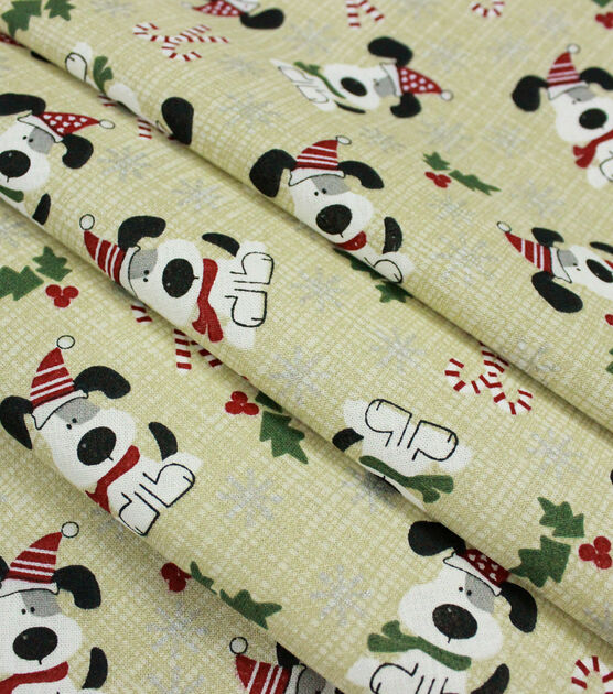 Snowflakes & Deer Christmas Glitter Cotton Fabric, , hi-res, image 3