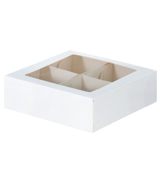 6" White 4 Compartment Windowed Treat Boxes 15ct by STIR, , hi-res, image 4