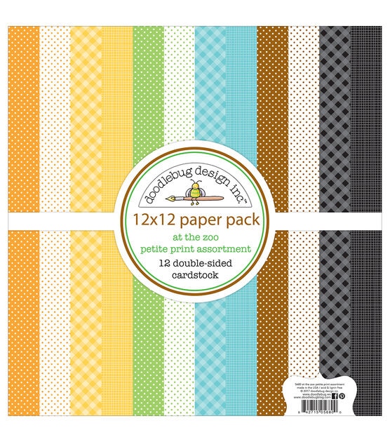 Doodlebug At the Zoo Petite Prints 12 pk Double-sided Cardstock