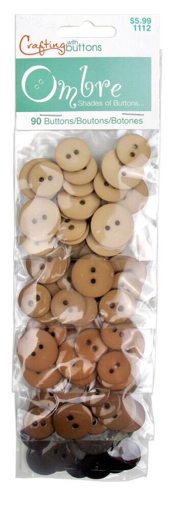 Blumenthal Lansing 90ct Ombre Assorted Round 2 Hole Buttons, Ombre Brown, swatch