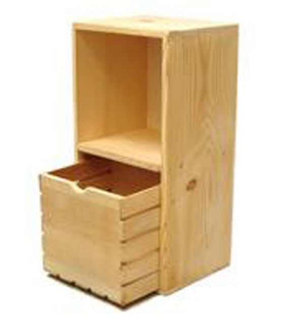 28" Beige Wood Double Cube Storage Shelf by Park Lane