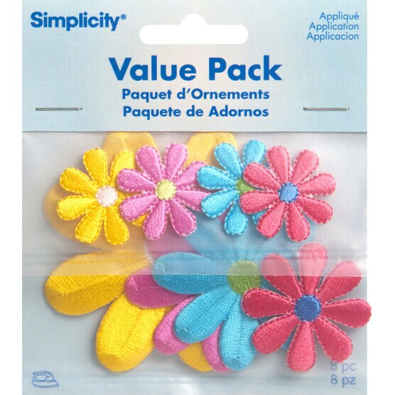 Simplicity 8ct Daisy Flowers Assorted Iron On Patches, , hi-res, image 1