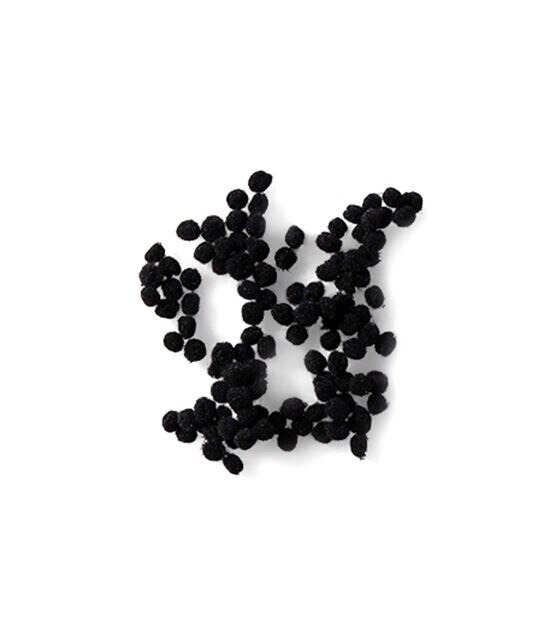 3/4 inch Black Small Craft Pom Poms 100 Pieces