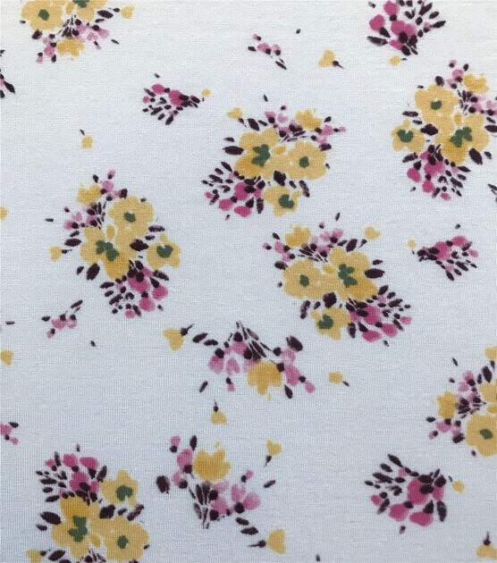Lyocell Spandex Fabric White Floral Bouquet | JOANN