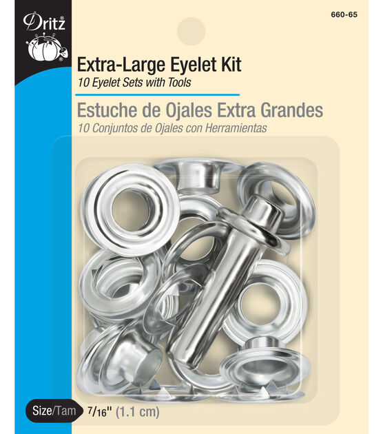Dritz 7/16" Extra-Large Eyelets & Tools, 10 Sets, Nickel