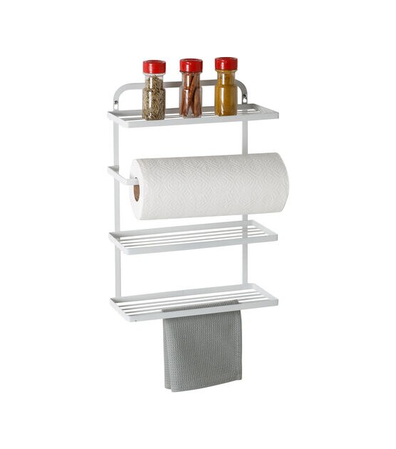 Honey Can Do 12" x 22" Steel Hanging Spice Rack With Paper Towel Holder