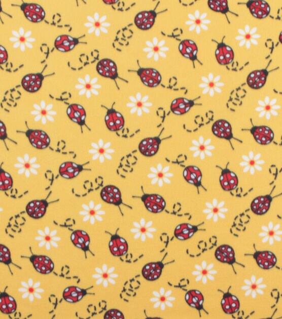 Blizzard Fleece Fabric Ladybug On Yellow, , hi-res, image 2