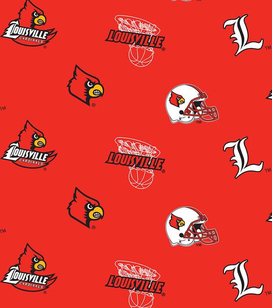 University of Louisville Cardinals Fleece Fabric Allover
