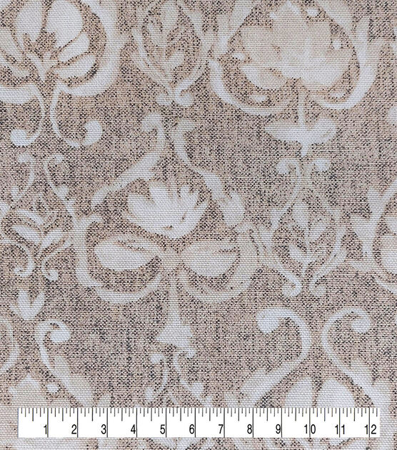 Cotton Canvas Simple Damask Ivory Fabric, , hi-res, image 3