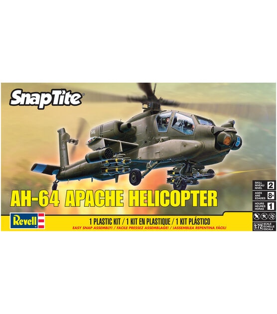 Revell Snap Tite AH64 Apache Helicopter Plastic Model Building Kit