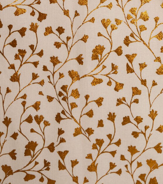 Gold Ditsy Floral Quilt Foil Cotton Fabric by Keepsake Calico