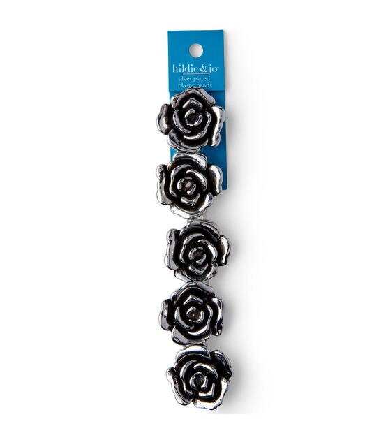 4" Silver Plated Plastic Rose Bead Strand by hildie & jo