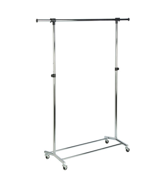 Honey Can Do 56.5" x 70.5" Chrome Adjustable Rolling Clothes Rack 80lbs, , hi-res, image 3