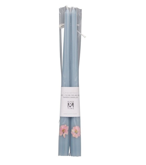 Place & Time 2 pk 12in Unscented Inclusion Taper Candles - Blue, , hi-res, image 1