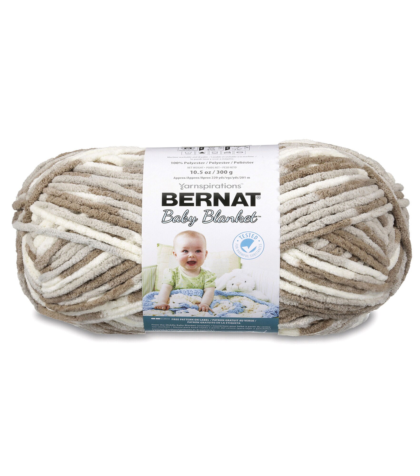 Bernat Baby Blanket 220yds Super Bulky Polyester Variegated Yarn, Little Sandcastles, hi-res