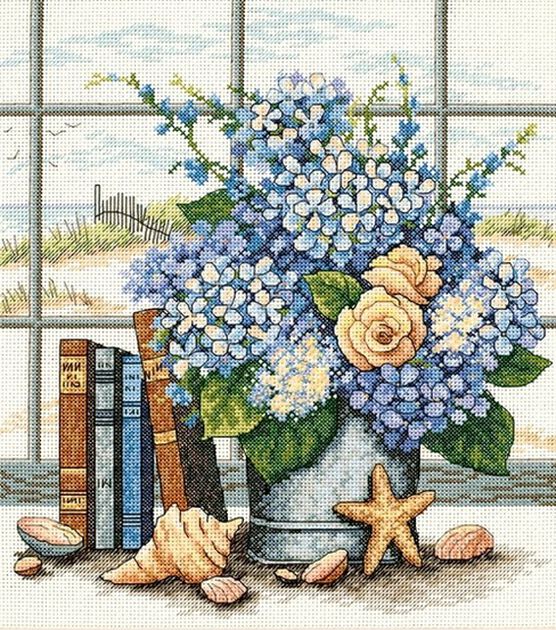 Dimensions Hydrangeas & Shells Counted X Stitch Kit