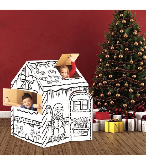 38" Gingerbread Cardboard House Coloring Kit, , hi-res, image 7