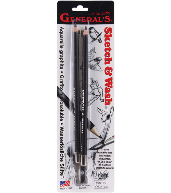 General Pencil Sketch And Wash Pencils & Sharpener 2 Pencils