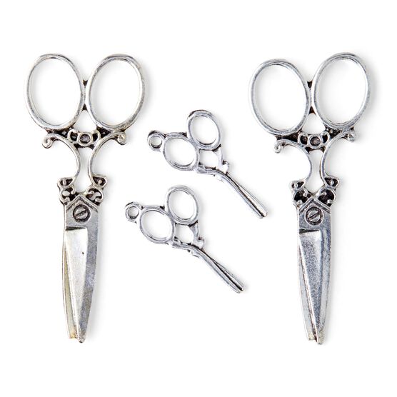 4ct Antique Silver Metal Scissors Charms by hildie & jo, , hi-res, image 2