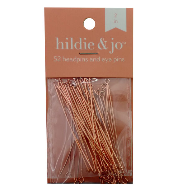 2" Rose Gold Metal Head Pins & Eye Pins 52pk by hildie & jo