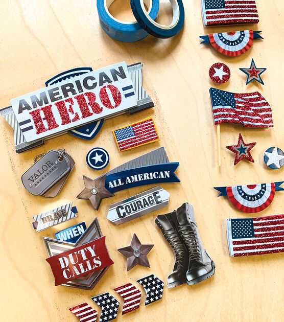 Paper House 4.5''x8.5'' 3D Stickers American Hero, , hi-res, image 2